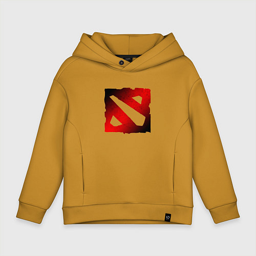 Детское худи оверсайз ЧЁРНО КРАСНОЕ ЛОГО ДОТА 2 DOTA 2 LOGO / Горчичный – фото 1