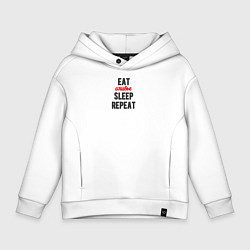 Толстовка оверсайз детская Eat оливье Sleep Repeat, цвет: белый