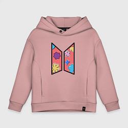 Толстовка оверсайз детская BTS Permission To Dance КОНФЕТКИ, цвет: пыльно-розовый