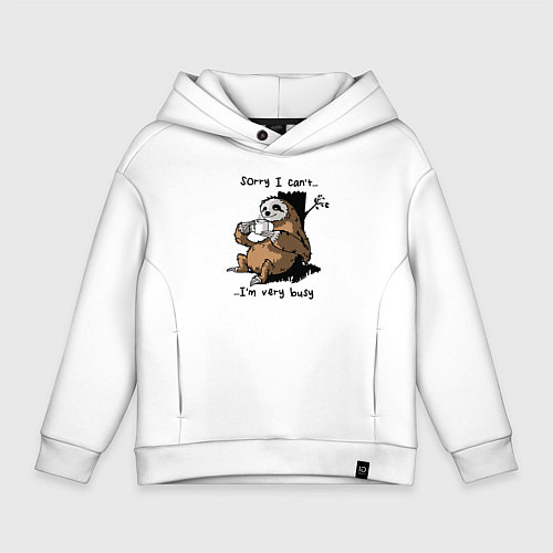 Детское худи оверсайз Sorry I cant Im very busy / Белый – фото 1