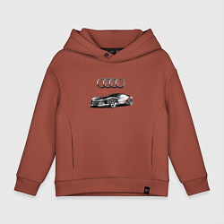 Толстовка оверсайз детская Ауди - автоспорт концепт эскиз, цвет: кирпичный