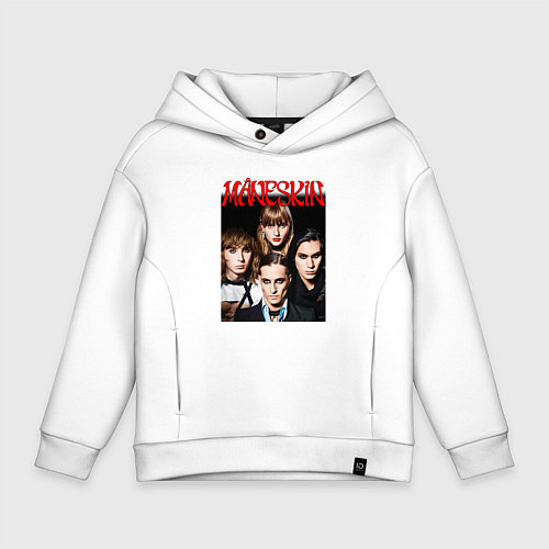 Детское худи оверсайз MANESKIN POSTER СОСТАВ / Белый – фото 1