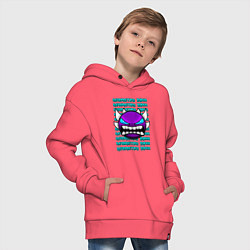 Толстовка оверсайз детская GEOMETRY DASH ФИОЛЕТОВЫЙ ДЕМОН ГЕОМЕТРИЯ, цвет: коралловый — фото 2