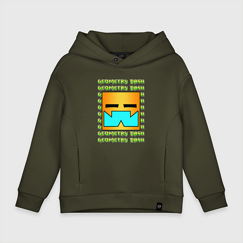 Детское худи оверсайз GEOMETRY DASH КЛАССИКА УРОВЕНЬ / Хаки – фото 1