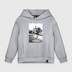 Толстовка оверсайз детская YAMAHA на вираже, цвет: меланж