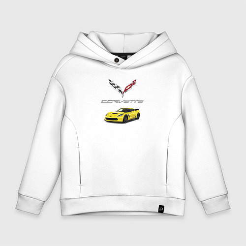Детское худи оверсайз Chevrolet Corvette motorsport / Белый – фото 1