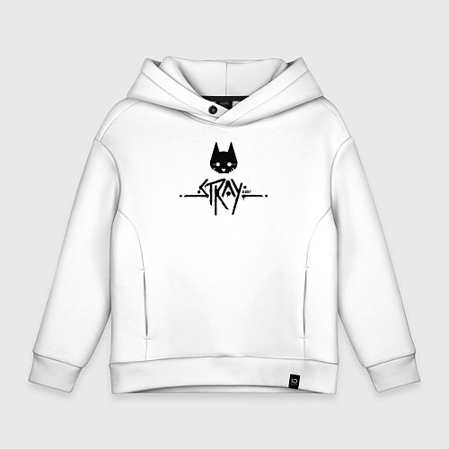 Детское худи оверсайз Stray: Black Logo / Белый – фото 1