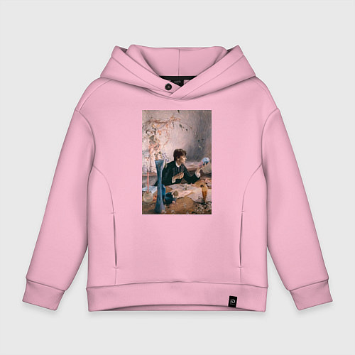 Детское худи оверсайз Тимоти Шаламе картина художник / Светло-розовый – фото 1