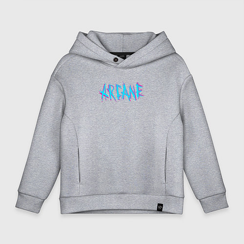 Детское худи оверсайз ARCANE LEAGUE OF LEGENDS NEON LOGO / Меланж – фото 1