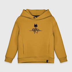 Толстовка оверсайз детская Stray: Black Logo, цвет: горчичный