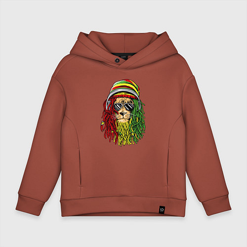 Детское худи оверсайз Rasta lioN / Кирпичный – фото 1