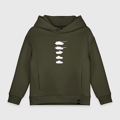 Детское худи оверсайз ВИДЫ ТАНКОВ / Хаки – фото 1