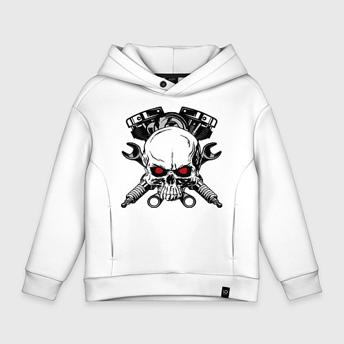 Детское худи оверсайз Moto skull / Белый – фото 1