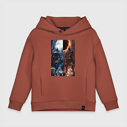 Толстовка оверсайз детская Dark Souls x Bloodborne Дарк Соулс, цвет: кирпичный