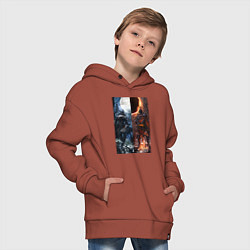 Толстовка оверсайз детская Dark Souls x Bloodborne Дарк Соулс, цвет: кирпичный — фото 2