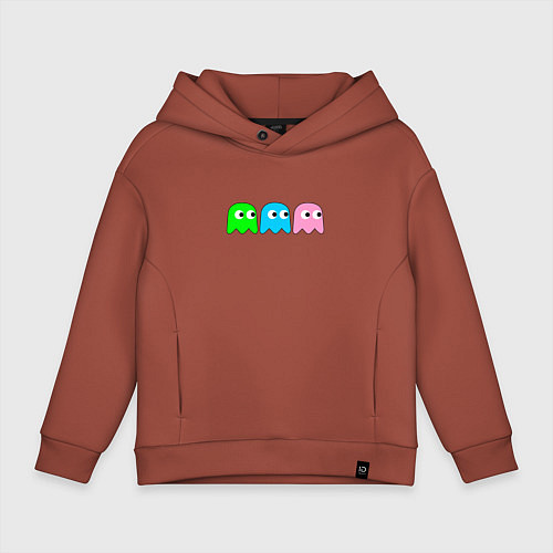 Детское худи оверсайз Pac man - play Для двоих / Кирпичный – фото 1