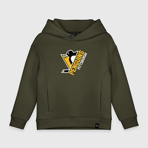 Детское худи оверсайз Pittsburgh Penguins Питтсбург Пингвинз / Хаки – фото 1