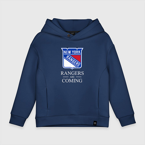 Детское худи оверсайз Rangers are coming, Нью Йорк Рейнджерс, New York R / Тёмно-синий – фото 1