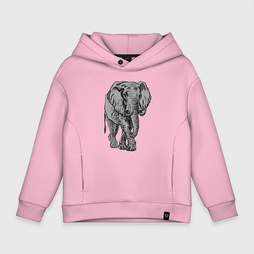 Детское худи оверсайз Огромный могучий слон / Светло-розовый – фото 1