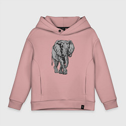 Толстовка оверсайз детская Огромный могучий слон, цвет: пыльно-розовый