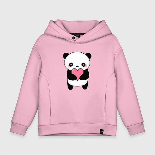 Детское худи оверсайз КАВАЙНЫЙ ПАНДА KAWAII PANDA / Светло-розовый – фото 1