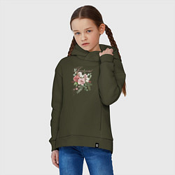 Толстовка оверсайз детская Spring mood Flower, цвет: хаки — фото 2