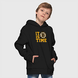 Толстовка оверсайз детская It Is Boston Bruins Time, Бостон Брюинз, цвет: черный — фото 2