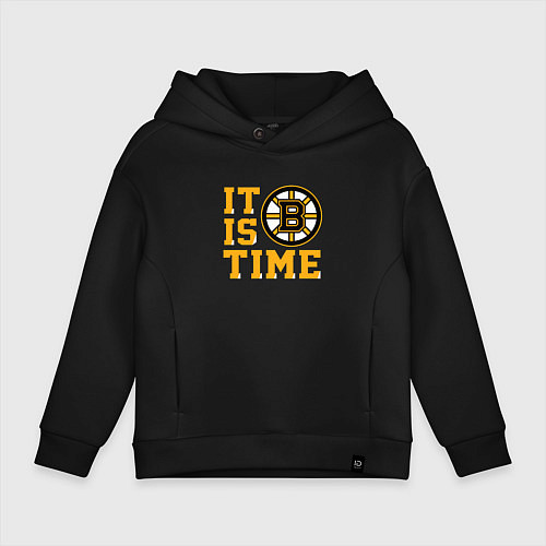 Детское худи оверсайз It Is Boston Bruins Time, Бостон Брюинз / Черный – фото 1