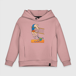 Толстовка оверсайз детская Мощный волейбольный удар, цвет: пыльно-розовый