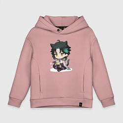 Толстовка оверсайз детская Особое блюдо для котика Сяо, цвет: пыльно-розовый