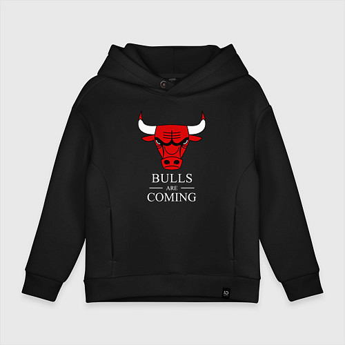 Детское худи оверсайз Chicago Bulls are coming Чикаго Буллз / Черный – фото 1