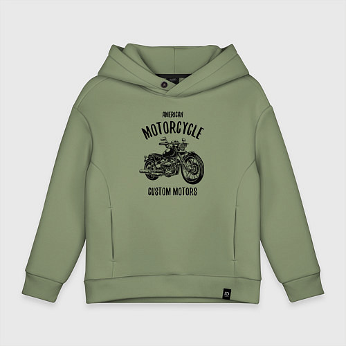 Детское худи оверсайз American Motorcycle / Авокадо – фото 1