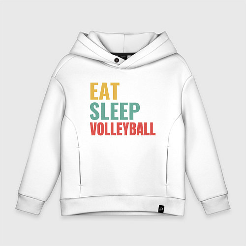 Детское худи оверсайз Eat - Sleep - Volleyball / Белый – фото 1