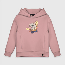 Толстовка оверсайз детская Иноске и креветки, цвет: пыльно-розовый