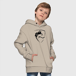 Толстовка оверсайз детская Wolf Emblem Jaw, цвет: миндальный — фото 2