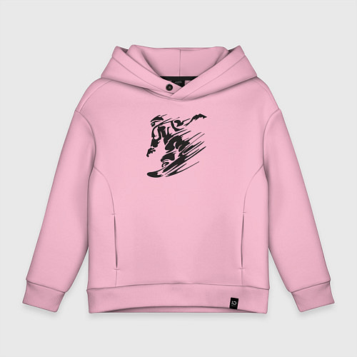 Детское худи оверсайз Сноубордист черный силуэт / Светло-розовый – фото 1
