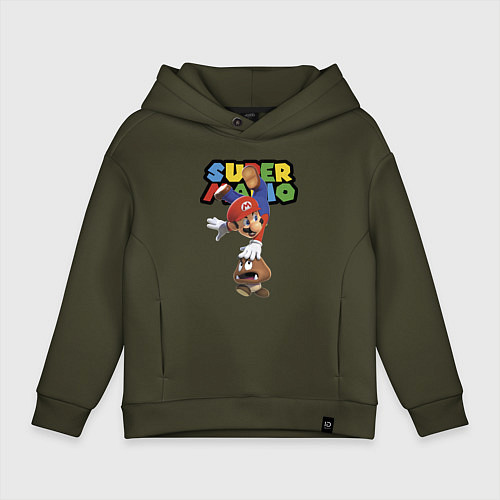 Детское худи оверсайз Mario and Goomba Super Mario / Хаки – фото 1