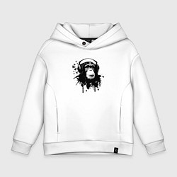 Толстовка оверсайз детская Шимпанзе-меломан, цвет: белый