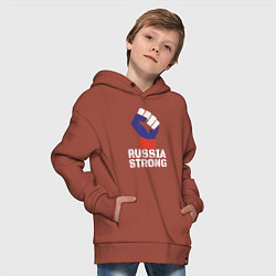 Толстовка оверсайз детская Russia Strong, цвет: кирпичный — фото 2