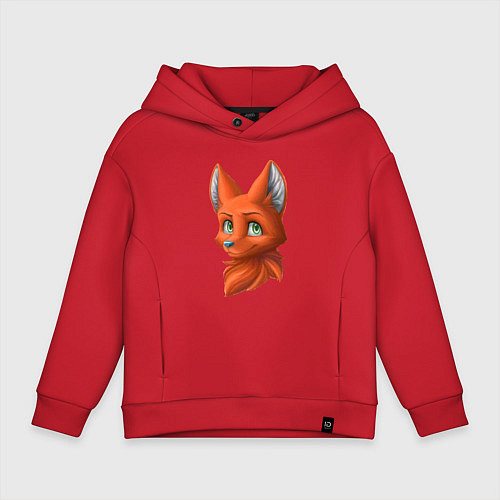 Детское худи оверсайз Милая лисичка Cute fox / Красный – фото 1