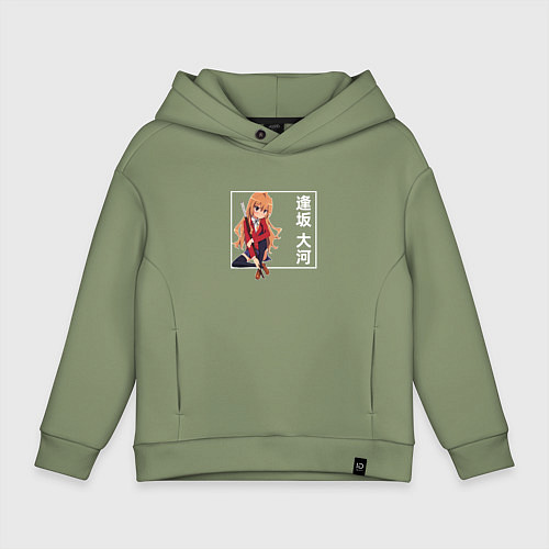 Детское худи оверсайз Сидящая Тайга Торадора / Авокадо – фото 1