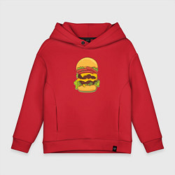 Толстовка оверсайз детская Самый вкусный гамбургер, цвет: красный