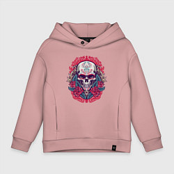 Толстовка оверсайз детская Roses Skull, цвет: пыльно-розовый