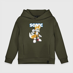 Толстовка оверсайз детская Майлз Тейлз Прауэр Sonic Видеоигра, цвет: хаки