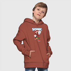Толстовка оверсайз детская Knuckles Echidna Sonic Video game Ехидна Наклз Вид, цвет: кирпичный — фото 2
