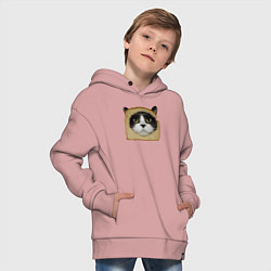Толстовка оверсайз детская Котохлебинг, цвет: пыльно-розовый — фото 2