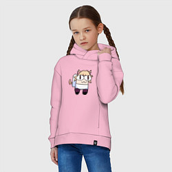 Толстовка оверсайз детская Neko sus, цвет: светло-розовый — фото 2