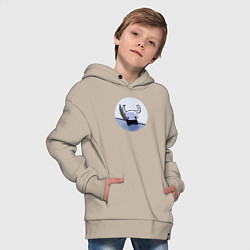 Толстовка оверсайз детская Он тебе не милашка Hollow Knight, цвет: миндальный — фото 2