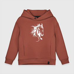 Толстовка оверсайз детская Лошадиная голова, цвет: кирпичный