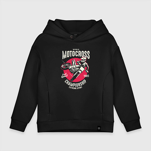 Детское худи оверсайз МОТОКРОСС ЧЕМПИОН / Черный – фото 1